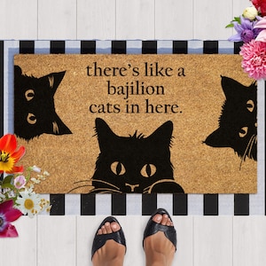 Cats Peekaboo, Welcome Hope You Like Cats Doormat, Welcome Cats Door Mat, Hope You like Cats Doormats,  Funny Cats Doormat, Cats Mat S1634