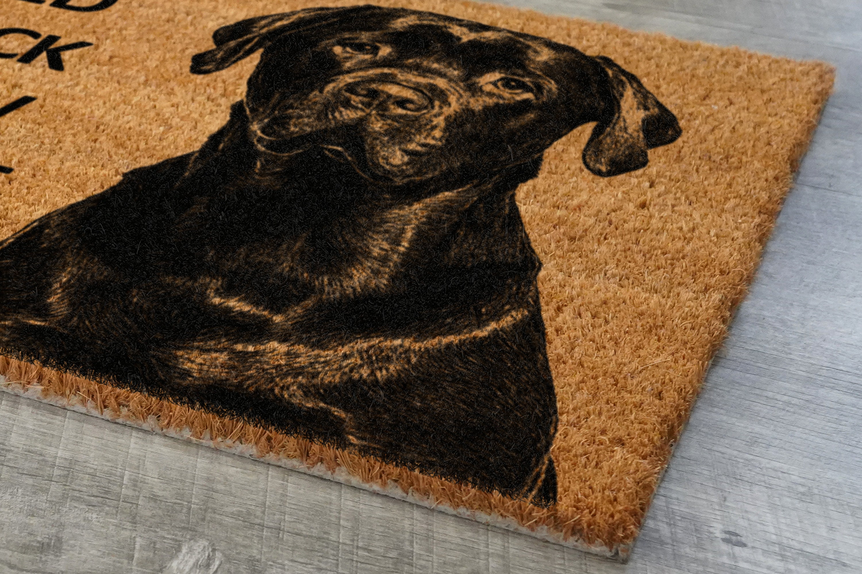 The Labrador Door Mat, Chocolate Labrador We Know You ARE Here