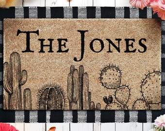 Cactus Personalized Doormat, Custom Cactus Door Mat,  Doormats, Welcome Funny Cactus Doormats,  Welcome Mats, Cactus Coir Mats U494