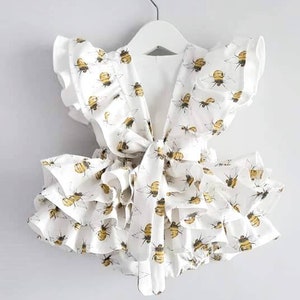 1st bee day baby girl romper, bumble bee birthday, baby bee birthday outfit