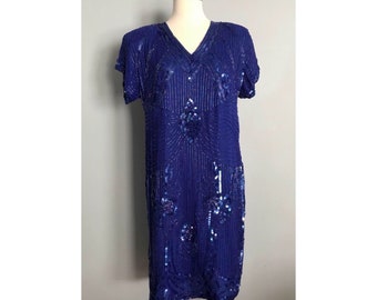 Vintage Blue Beaded Dress