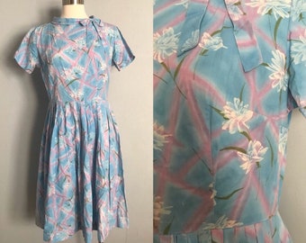 Vintage 1960s Cotton Floral Dress