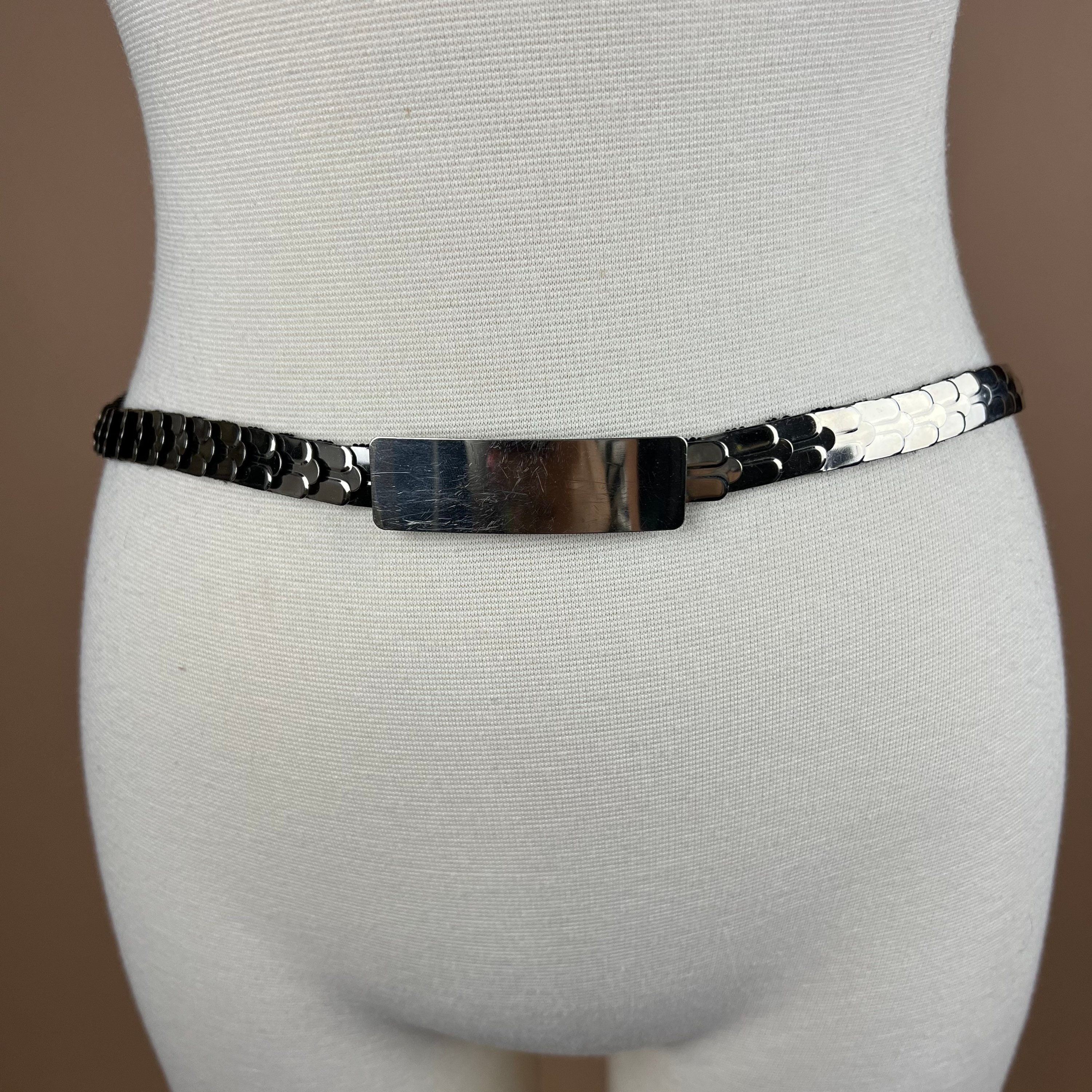 Vintage Rectangle Elastic Metal And Rhinestone 80s,Belts Women main image 2