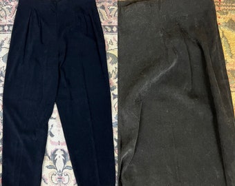 Vintage Women’s Size L Waist 34 inches Faux Suede Side Zip Black Tapered Leg Pants