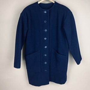 Vintage Women’s Size XL Navy Blue Wool Button Front Coat
