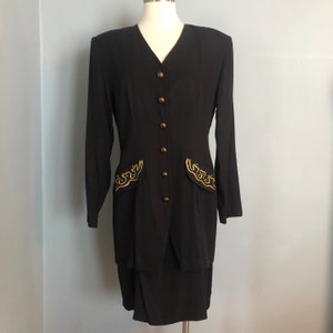 Vintage Black Dress with Gold Detail