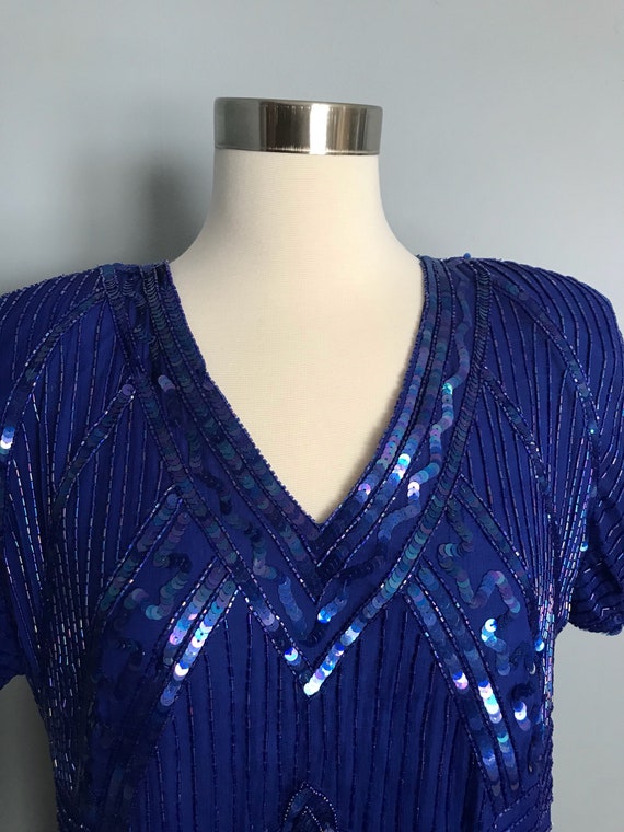 Vintage Blue Beaded Dress - Gem