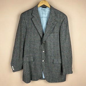 Vintage Men’s Size XL 44 Inch Chest Houndstooth Plaid 100% Wool Brown Blazer