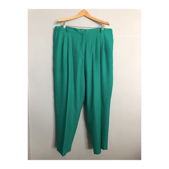 Vintage Turquoise Pleated Front Pants - image 1