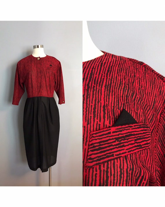 Vintage Red and Black Dress - image 1