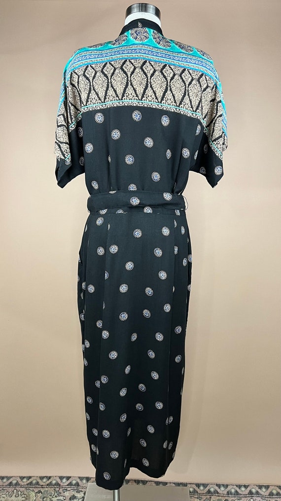 Vintage Women’s Size L Black Dress With Turquoise… - image 8