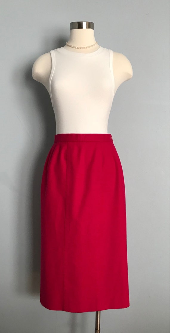 Vintage Pink Wool Pencil Skirt - image 2