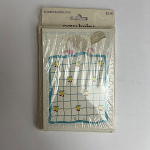 Anúncios de nascimento vintage dos anos 80, 10 cartões e envelopes, novos no pacote