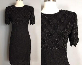 Vintage Black Beaded Sequin Dress