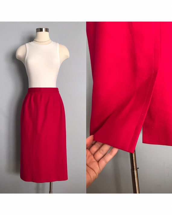 Vintage Pink Wool Pencil Skirt - image 1