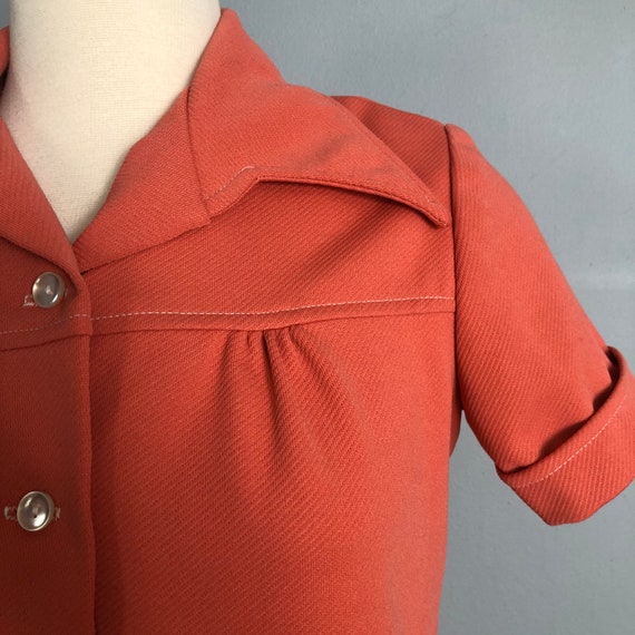 Vintage Women’s Size M Polyester Peach Button Up … - image 8