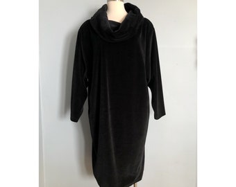 Vintage Black Velvet Cowl Neck Dress