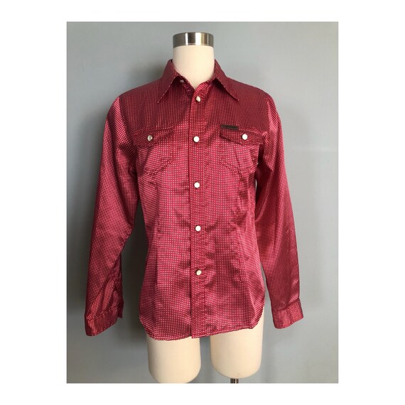 red satin button up