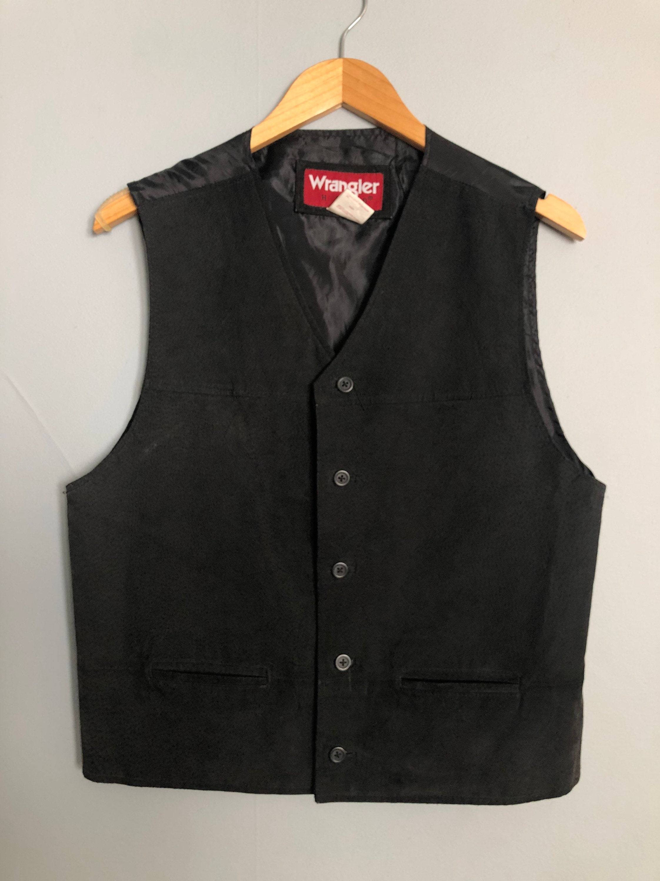 Vintage Mens Wrangler Leather Vest - Etsy