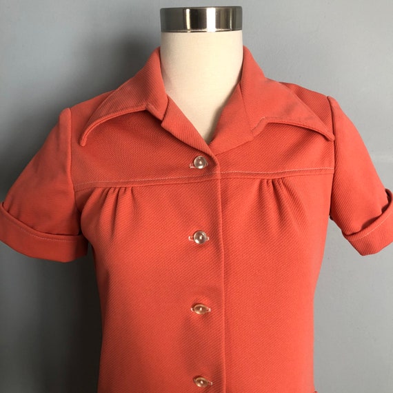 Vintage Women’s Size M Polyester Peach Button Up … - image 6