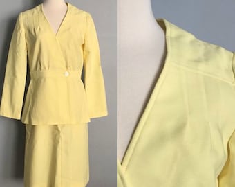 Terno de saia amarela vintage feito à mão