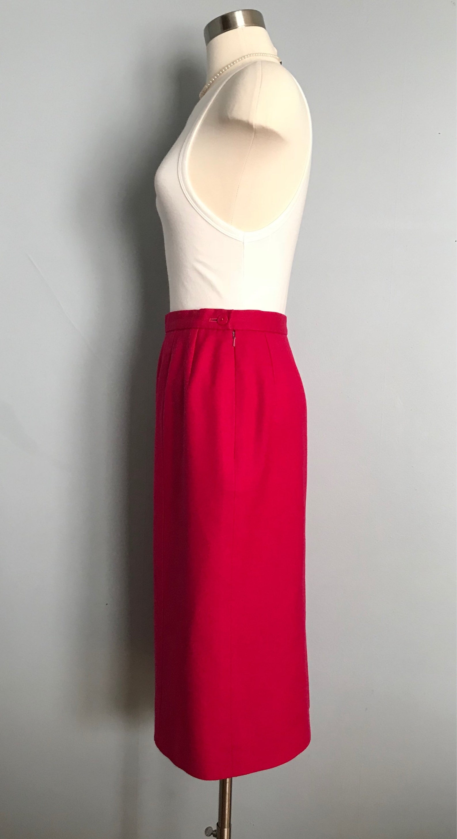 Vintage Pink Wool Pencil Skirt - Etsy
