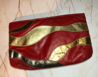 Vintage Letisse Red, Gold and Bronze Clutch