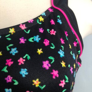 Vintage Le Cove Floral Black and Pink One Piece Swimsuit image 7