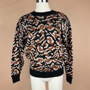 Vintage Metallic Leopard Print Knit Sweater 80sgold Bronze Oversized Jumper Small Medium S M Etsy Canada
