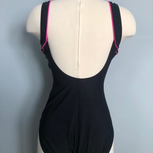 Vintage Le Cove Floral Black and Pink One Piece Swimsuit image 4