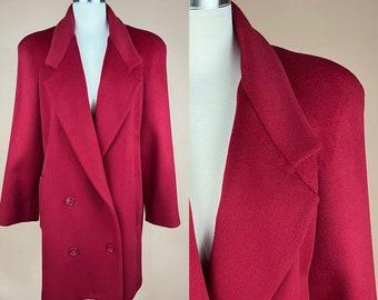 Vintage Damen Gr. XL Roter Wollmantel