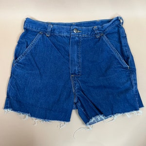 Vintage Dark Wash Cutoff Denim Shorts / Waist 32 inches