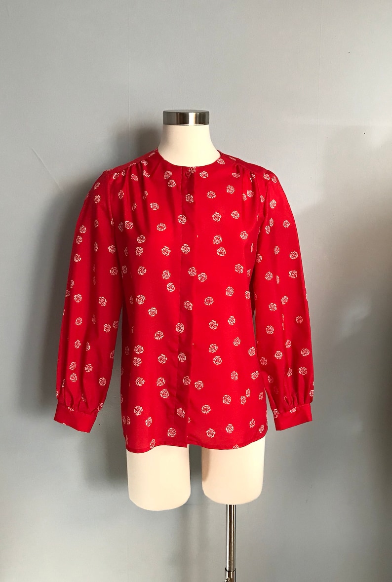 Vintage Smith /& Jones Red Rose Blouse