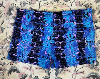 Bañador vintage para hombre, talla L, cintura con cordón, cintura de 39 pulgadas, azul, negro y rosa