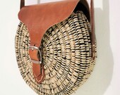 Moroccan Raffia Cross-Body Bag, Raffia Handbag, Leather Bag, Raffia Beach Bag, Eco Natural, Boho Bag, Summer Bag, Small Bag, Ethnic Bag