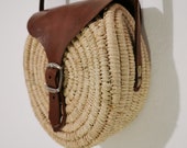 Moroccan Raffia Cross-Body Bag, Raffia Handbag, Leather Bag, Raffia Beach Bag, Eco Natural, Boho Bag, Summer Bag, Small Bag, Ethnic Bag
