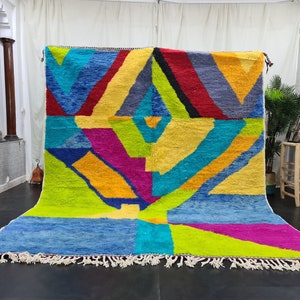 DELIGHTFUL MOROCCAN RUG, Handmade Beni Ourain Rug, Colorful Berber Carpet, Patchwork Bohemian Rug, Natural Wool Area Rug, Home Depot Rugs.