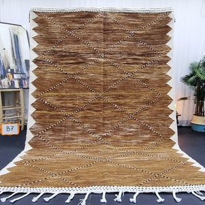 CUSTOM KILIM RUG, Flat Area Rug, Handmade Rug, Unique Wood Brown Rug, Flatweave Kilim, Berber Moroccan Rug, Plain Rug, Sheep Wool Carpet.