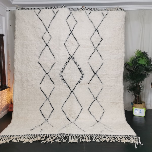 Fantastisk Beni Ouarain-matta, specialanpassad ullmatta, autentisk marockansk matta, berbermatta, tribal geometrisk matta, handgjord marockansk, marockansk tepisch