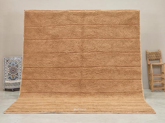 BEIGE BERBER RUG, Moroccan Wool Rug, Beni Ourain Style Rug, Made To Order Area Rug, Handmade Striped Carpet, Cozy Shaggy Rug for Home.