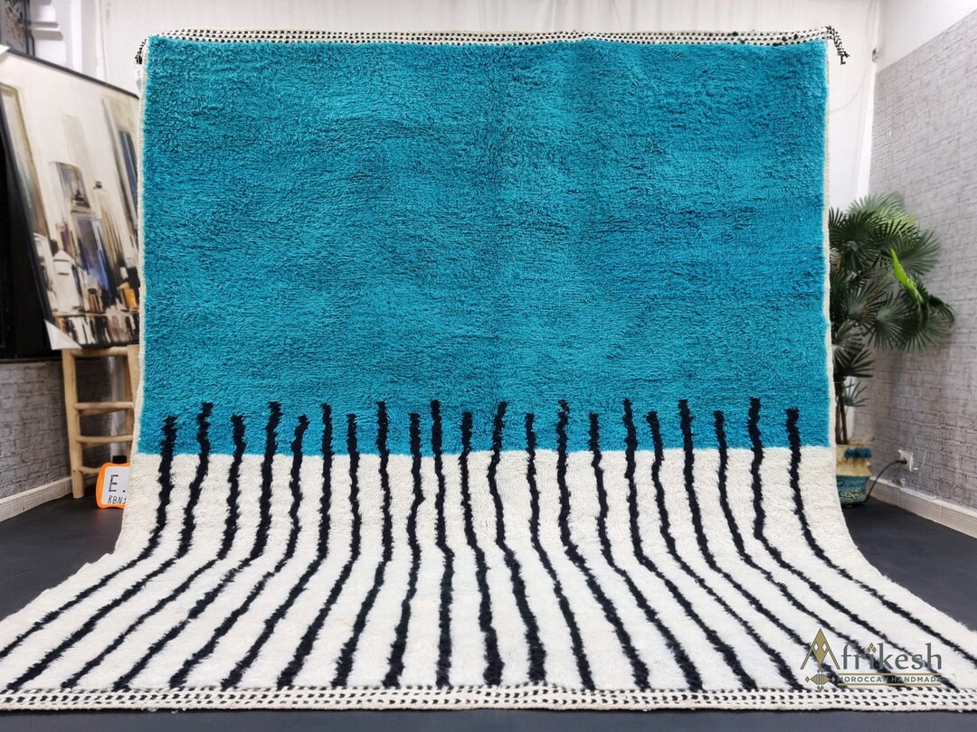 CHARMING BENIOURAIN RUG, Made to Order Rug, Handmade Moroccan Rug, Teal