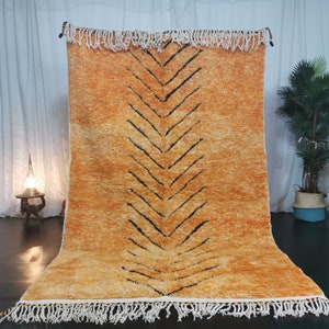 STUNNING BENIOURAIN RUG, Moroccan Rug, Yellow And Orange Rug, Geometric Rug, Berber Rug, Handwoven Rug, Handmade Rug, Area Rug, Azilal Rug