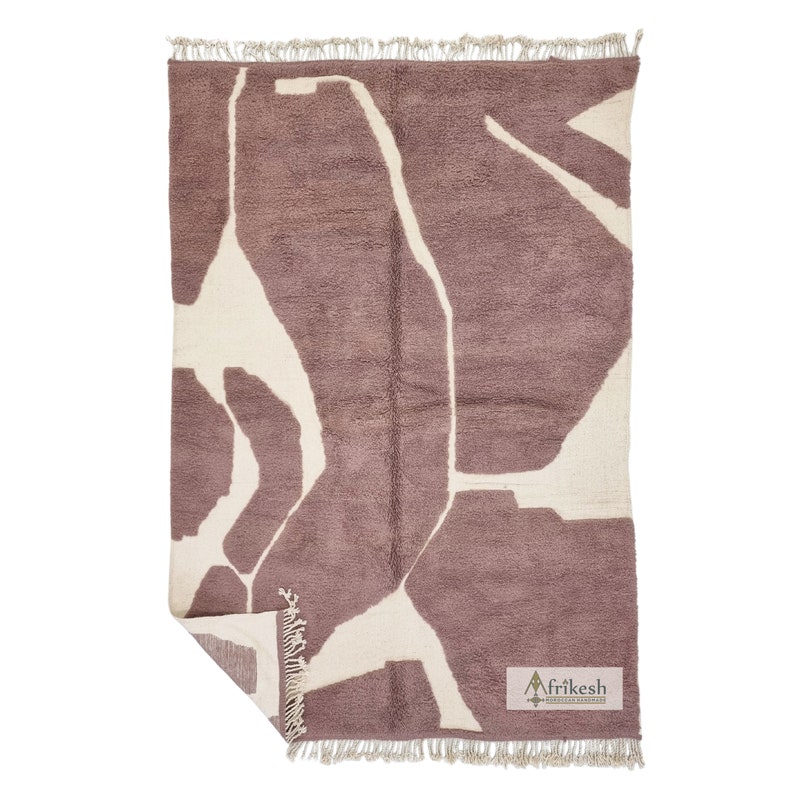 BROWN & WHITE Tufted RUG 8x11, Handcrafted Moroccan Rug, Decorative Beni Ourain Area Rug, Sheep Wool Berber Rug, Shaggy Knotted Home Rug- Afrikesh Rug - Two Side Fringes.
Pile Height: 2 cm-0.78 inches.