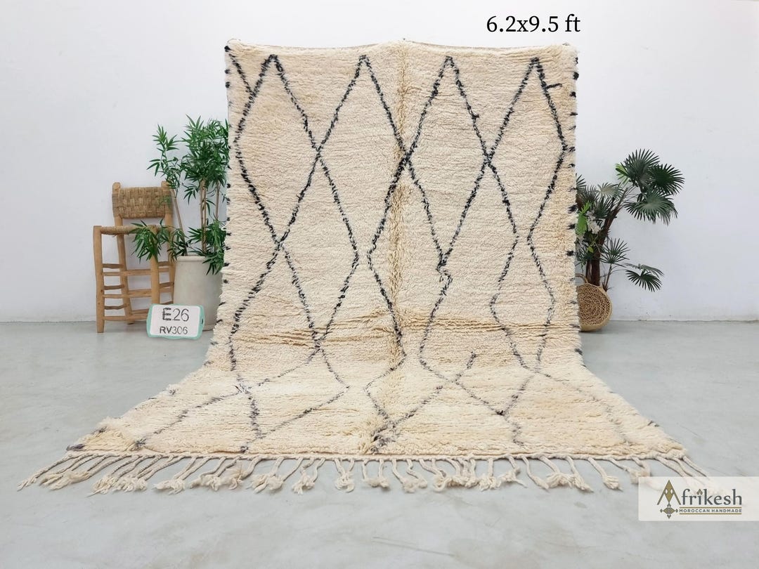 シャギー ヴィンテージ ラグ 6x9、モロッコ ベニ ウライン カーペット