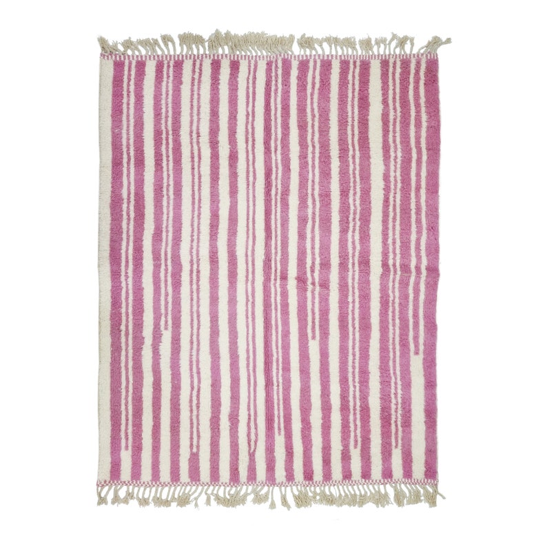 STUNNING PINK RUG Handmade Striped Wool Rug for Your Living Etsy
