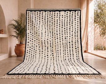 Fabulous Moroccan Rug - Tribal Area Rug - Woven Rug - Beni Ourain Rug - Wool Area Rug - Living Room Decor - Dotted Rug - Handmade Polka Dot