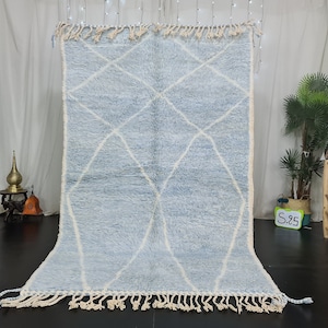 HANDGEMACHTER BERBER TEPPICH, Marokkanischer Wollteppich, Geometrischer Teppich, Handgefertigter Wollteppich Boho, Azilal Teppich.