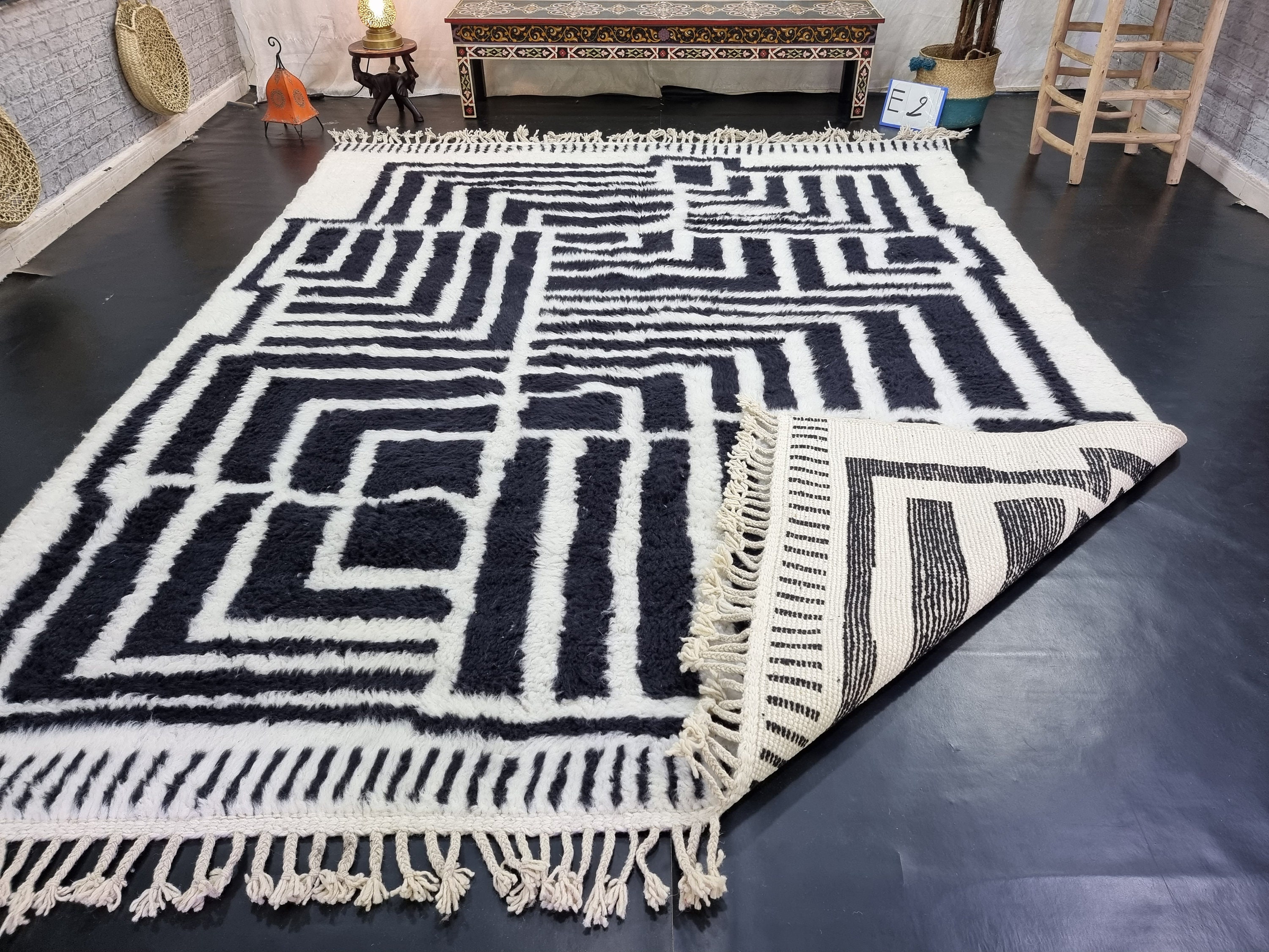 Hand Tufted, Wool Area Rug, Black, White Color, Rugs, 5x7, 5x8, 6x8, 6x9,  7x10, Living Room Rugs, Bedroom, Custom Carpet 