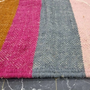 TAPPETO KILIM UNICO, tappeto a tessitura piatta, tappeto tessuto Kilim, tappeto colorato, tappeto geometrico personalizzato, tappeto ad area, tappeto marocchino, tappeto in lana intrecciata a mano, tappeto Funky immagine 6