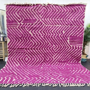 ARTISTIC SHAG RUG, Beni Ourain Moroccan Rug, Hand Tufted Fuchsia Rug, Wool Berber Carpet, Made To Order Area Rug, Boho Living Room Rug.